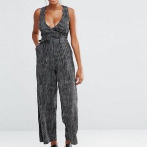 Neon Rose Wrap Stripe Jumpsuit from Asos
